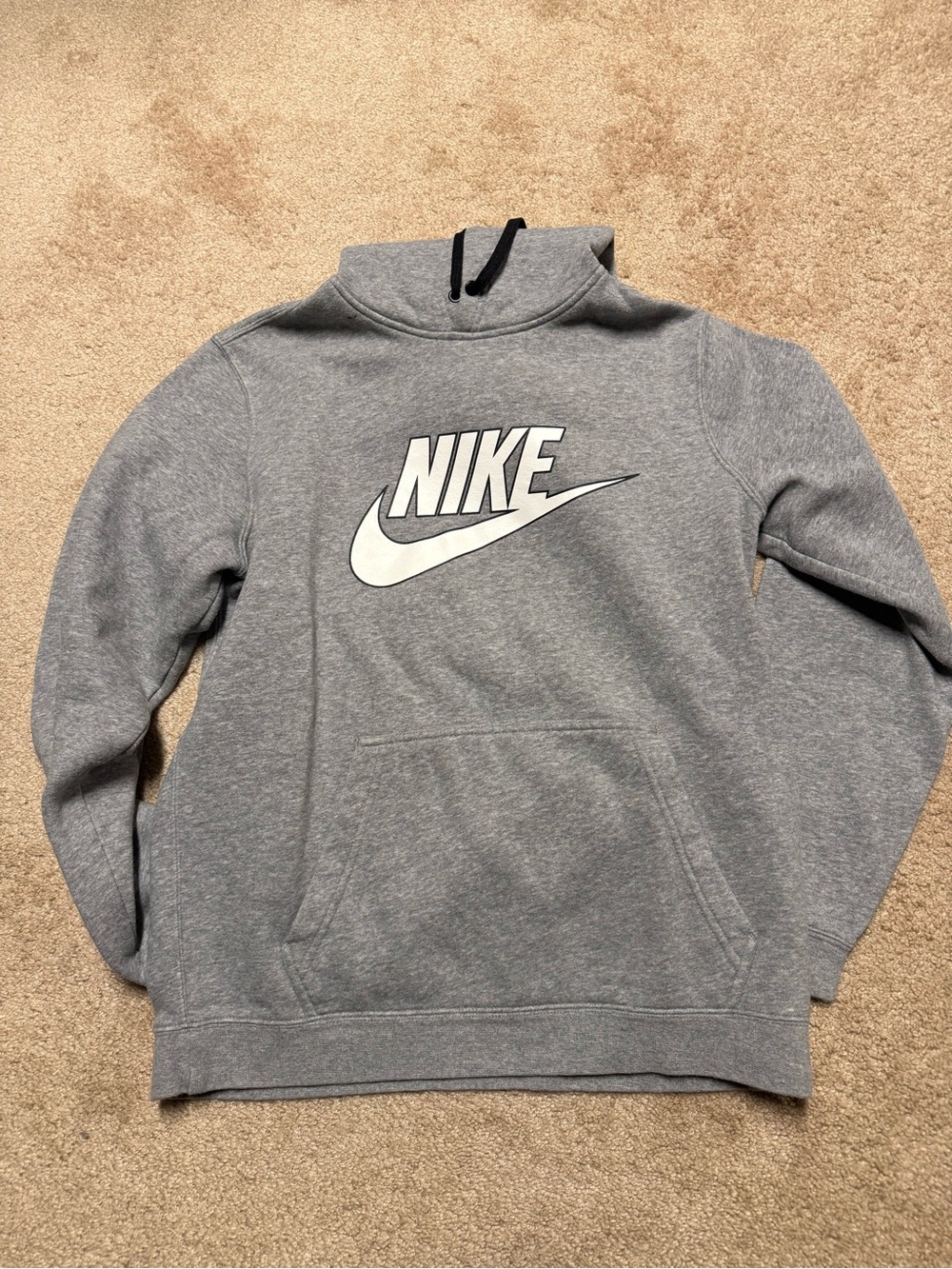 Nike Gray and Black Logo Pullover Hoodie